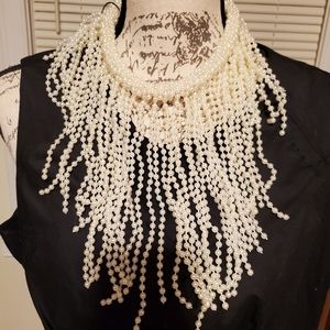 Cascading pearl necklace